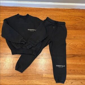 Essentials Kids Black Joggers and Sweatshirt Set